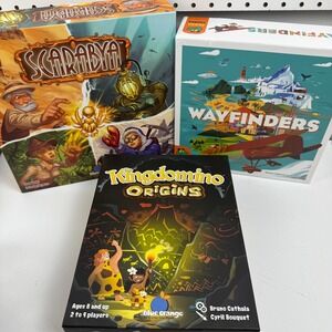 Board Game Bundle Kingdomino Origins Wayfinders Scarabya Blue Orange Pandasaurus